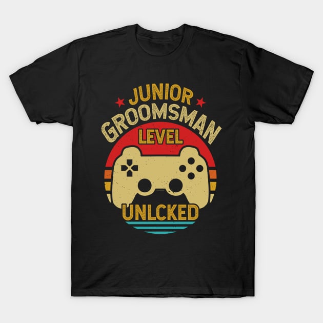 Retro Vintage Junior Groomsman Gaming Video Gamer Gift T-Shirt by Tesszero